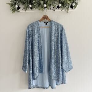 Torrid Glacier icy Blue Sequined Open Cardigan 1X